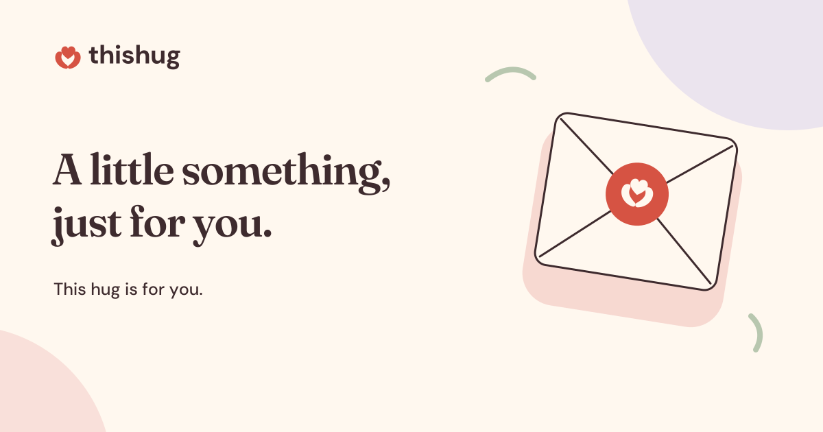 ThisHug-deelafbeelding met een gesloten envelop en de tekst A little something, just for you.